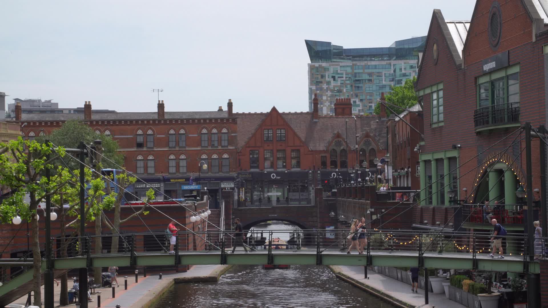 Iconic View of Birmingham Canal Scenic with Black Sabbath Bridge