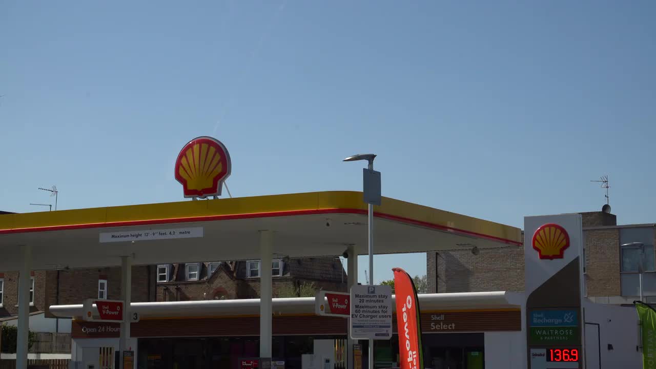 Shell Gas Station on a Sunny Day - April Footage