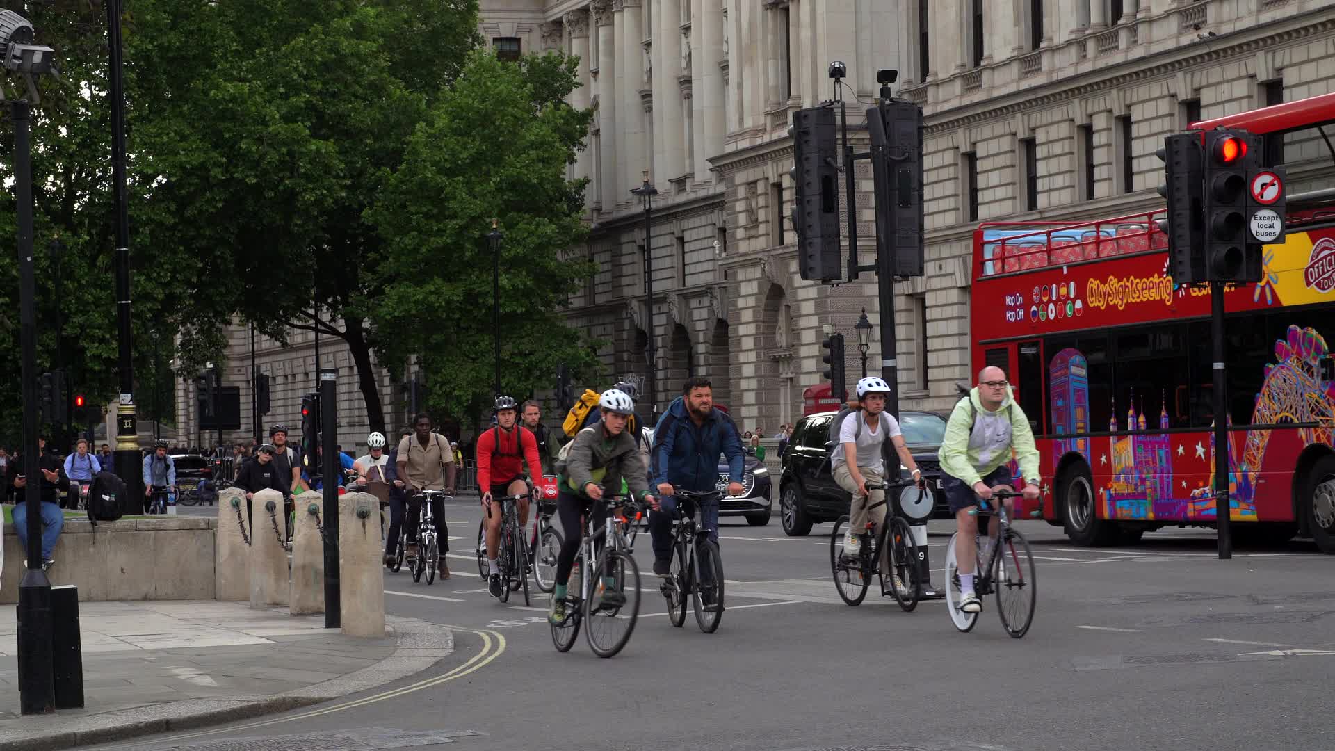 Cyclists in Urban London Street