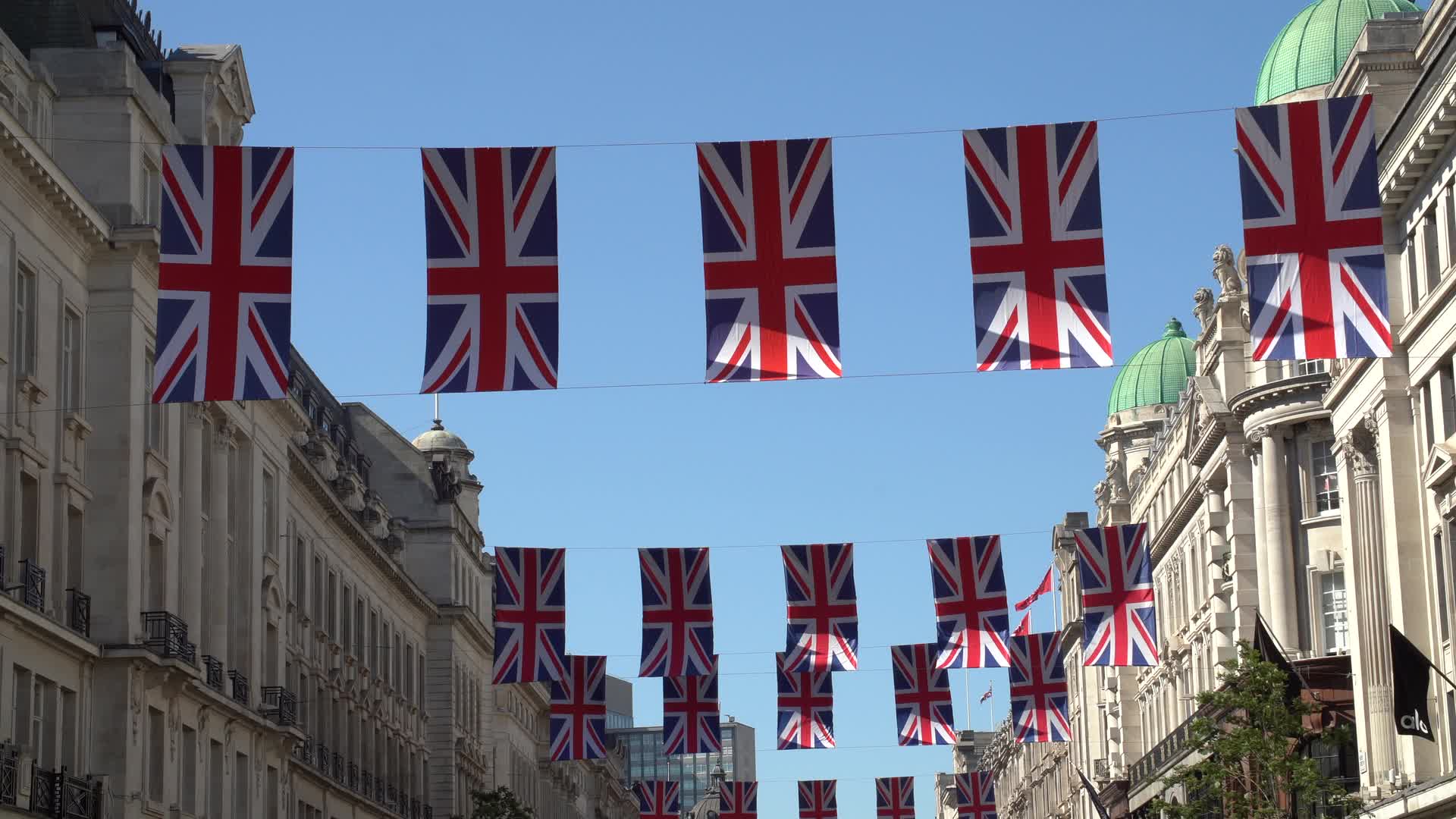 Union Jack Flags on Regent Street in London
