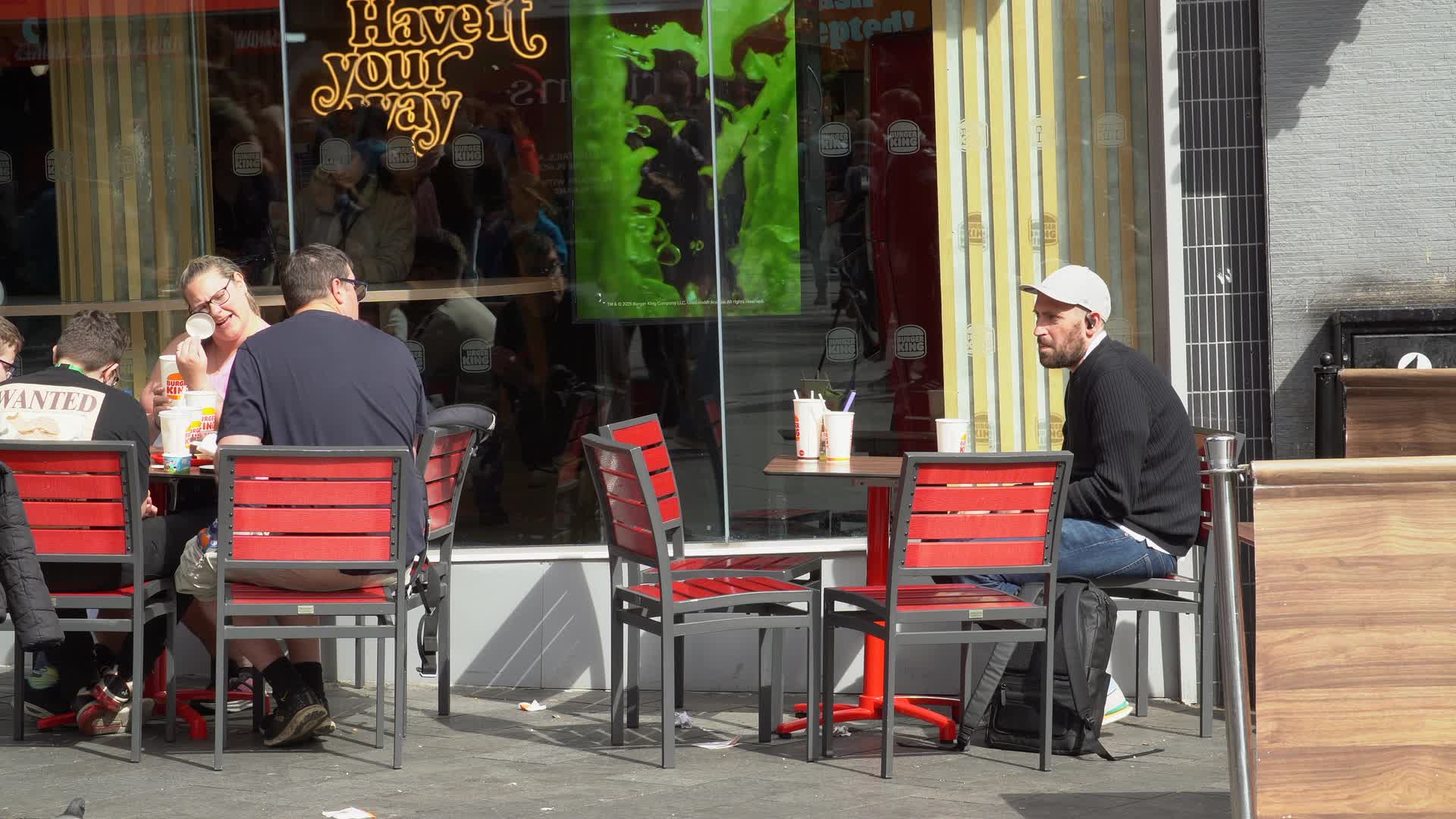 Outdoor Dining at Burger King on a Sunny Day