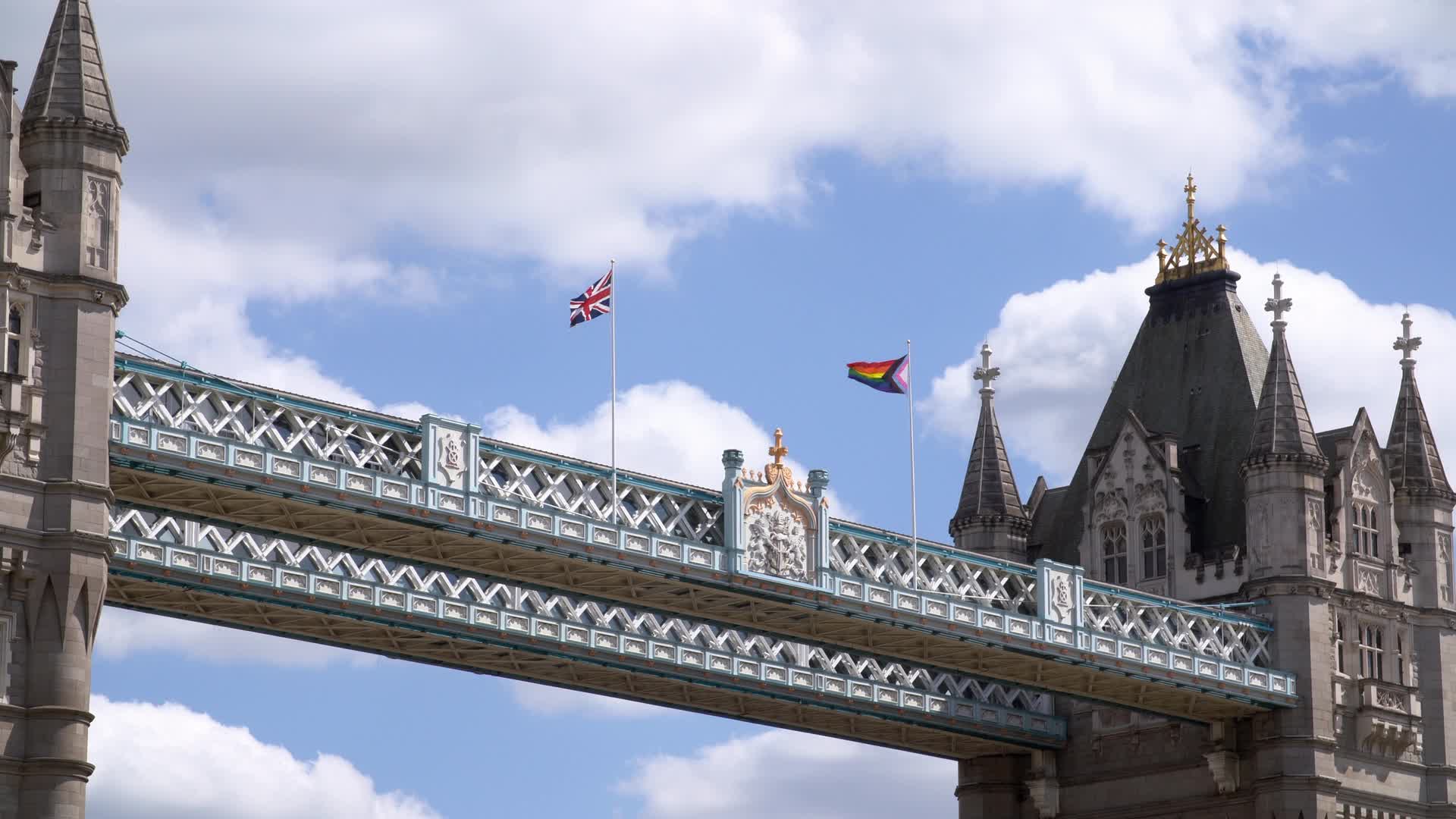 Tower Bridge with Flags in London