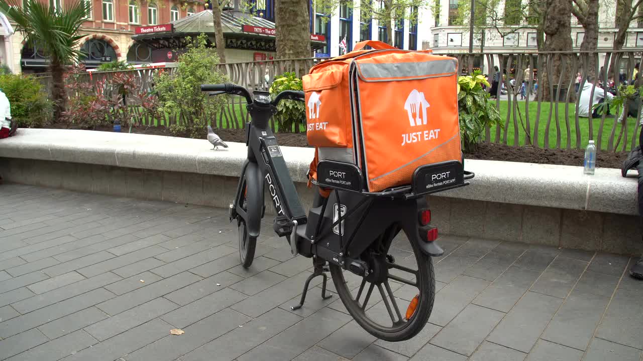 Just Eat Delivery Bicycle in Urban Setting