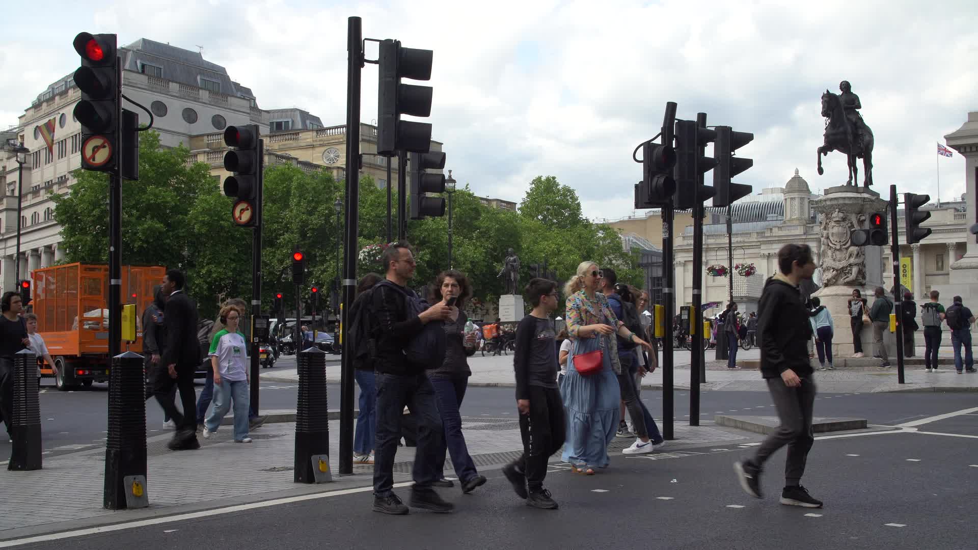 Trafalgar Square Pedestrians at Nelson's Column