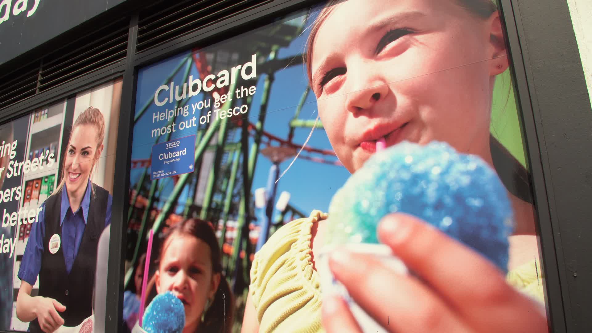 Tesco Storefront with Clubcard Advertising and Logo