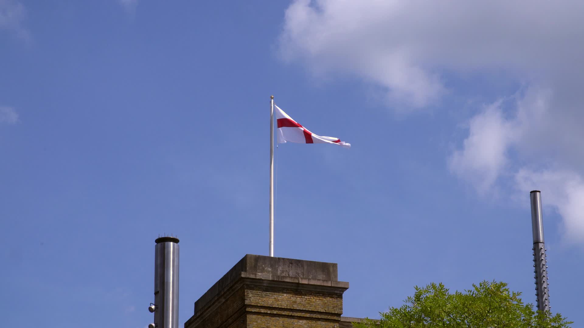 St George's England Flag Flying at King's Cross St Pancras Station in London