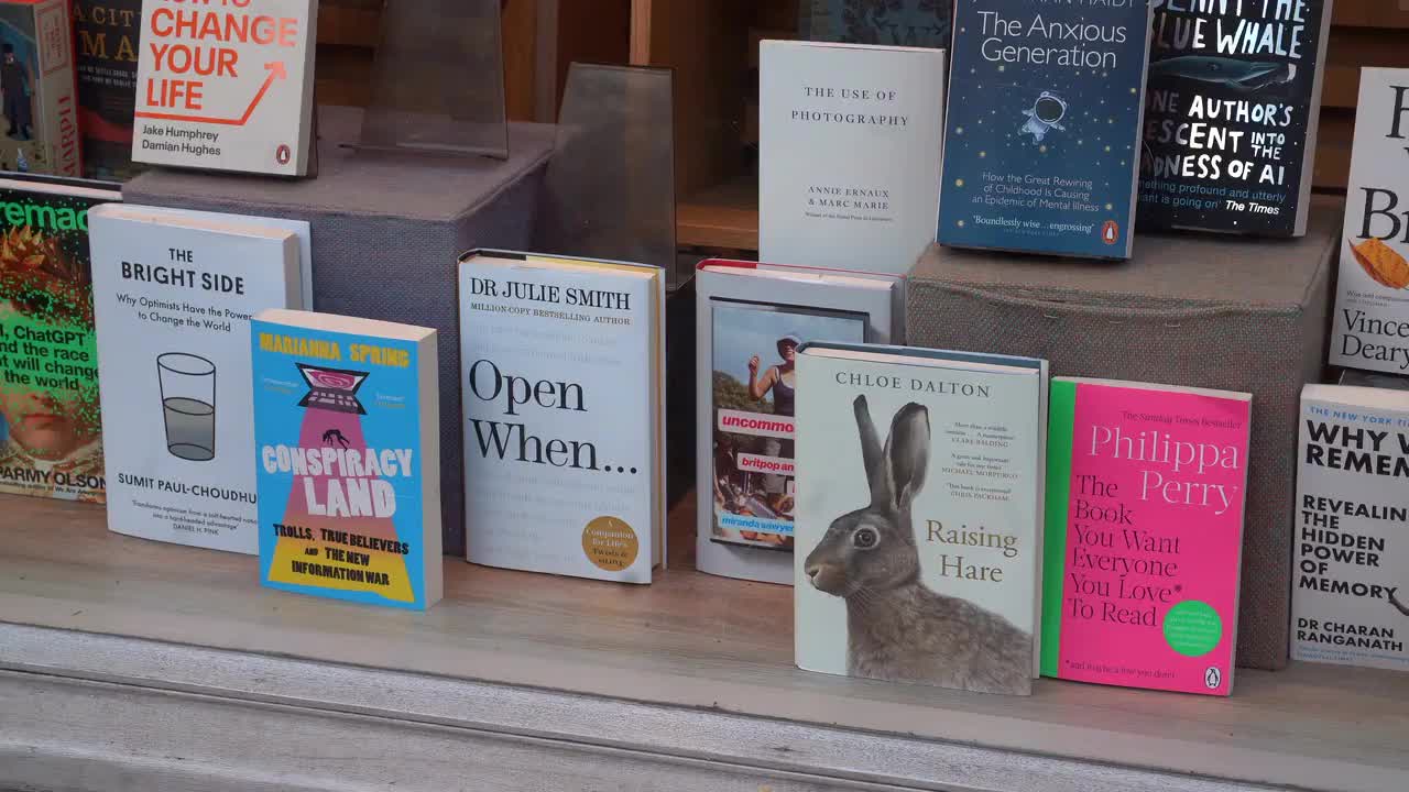 Bookstore Window Display Featuring Bestsellers